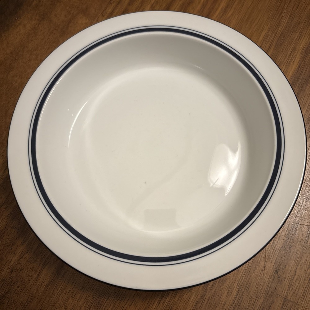 Dansk Bistro Christianshavn Blue Stripe Rimmed Bowls 8" Thailand - Set Of 5